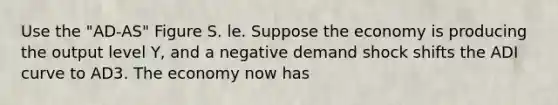 Use the "AD-AS" Figure S. le. Suppose the economy is producing the output level Y, and a negative demand shock shifts the ADI curve to AD3. The economy now has