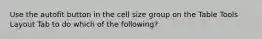 Use the autofit button in the cell size group on the Table Tools Layout Tab to do which of the following?