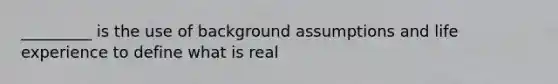 _________ is the use of background assumptions and life experience to define what is real