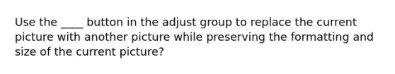 Use the ____ button in the adjust group to replace the current picture with another picture while preserving the formatting and size of the current picture?