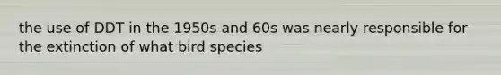 the use of DDT in the 1950s and 60s was nearly responsible for the extinction of what bird species