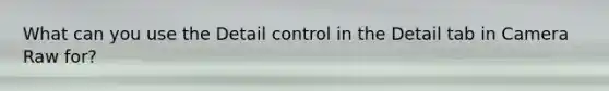 What can you use the Detail control in the Detail tab in Camera Raw for?