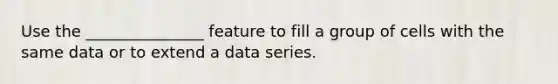 Use the _______________ feature to fill a group of cells with the same data or to extend a data series.