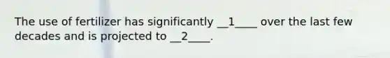 The use of fertilizer has significantly __1____ over the last few decades and is projected to __2____.