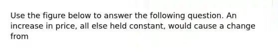 Use the figure below to answer the following question. An increase in price, all else held constant, would cause a change from