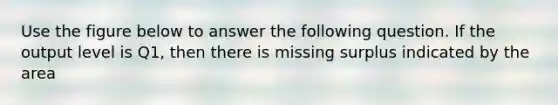 Use the figure below to answer the following question. If the output level is Q1, then there is missing surplus indicated by the area