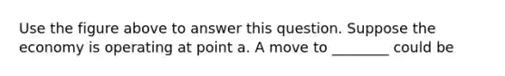 Use the figure above to answer this question. Suppose the economy is operating at point a. A move to ________ could be