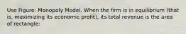 Use Figure: Monopoly Model. When the firm is in equilibrium (that is, maximizing its economic profit), its total revenue is the area of rectangle: