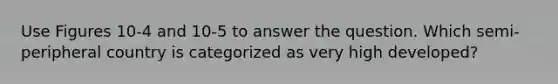 Use Figures 10-4 and 10-5 to answer the question. Which semi-peripheral country is categorized as very high developed?