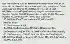 Use the following data to determine the total dollar amount of assets to be classified as property, plant, and equipment. Carne Auto Supplies Balance Sheet December 31, 2012 Cash 60,000 Accounts Payable 65,000 Prepaid Insurance 40,000 Salaries Payable 10,000 Accounts Receivable 50,000 Mortgage Payable 90,000 Inventory 70,000 Total Liabilities 165,000 Land held for investment 80,000 Land 95,000 Buildings100,000 Common Stock 120,000 Less Accumulated Retained Earnings 250,000 Depreciation (30,000) 70,000 Total stockholders' equity370,000 Trademarks 70,000 Total Liabilities and Total Assets 535,000 Stockholders' Equity535,000 a. 315,000. b.245,000. c. 165,000. d.195,000.