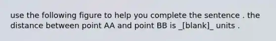 use the following figure to help you complete the sentence . the distance between point AA and point BB is _[blank]_ units .