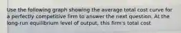 Use the following graph showing the average total cost curve for a perfectly competitive firm to answer the next question. At the long-run equilibrium level of output, this firm's total cost