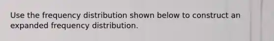 Use the frequency distribution shown below to construct an expanded frequency distribution.