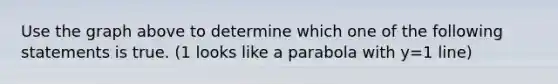 Use the graph above to determine which one of the following statements is true. (1 looks like a parabola with y=1 line)