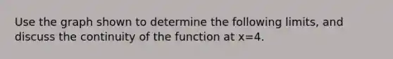 Use the graph shown to determine the following limits, and discuss the continuity of the function at x=4.