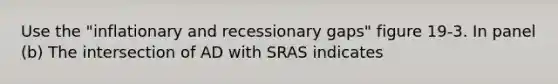 Use the "inflationary and recessionary gaps" figure 19-3. In panel (b) The intersection of AD with SRAS indicates