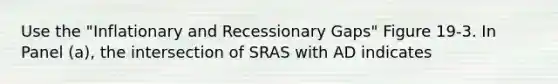 Use the "Inflationary and Recessionary Gaps" Figure 19-3. In Panel (a), the intersection of SRAS with AD indicates