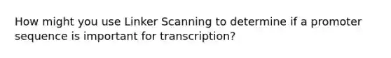 How might you use Linker Scanning to determine if a promoter sequence is important for transcription?