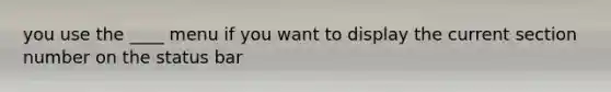 you use the ____ menu if you want to display the current section number on the status bar