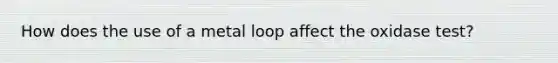 How does the use of a metal loop affect the oxidase test?