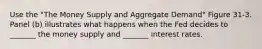 Use the "The Money Supply and Aggregate Demand" Figure 31-3. Panel (b) illustrates what happens when the Fed decides to _______ the money supply and _______ interest rates.