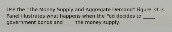 Use the "The Money Supply and Aggregate Demand" Figure 31-3. Panel illustrates what happens when the Fed decides to _____ government bonds and ____ the money supply.