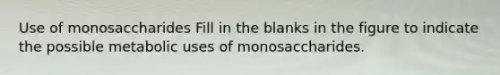 Use of monosaccharides Fill in the blanks in the figure to indicate the possible metabolic uses of monosaccharides.