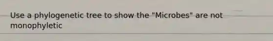 Use a phylogenetic tree to show the "Microbes" are not monophyletic