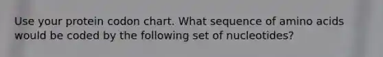 Use your protein codon chart. What sequence of <a href='https://www.questionai.com/knowledge/k9gb720LCl-amino-acids' class='anchor-knowledge'>amino acids</a> would be coded by the following set of nucleotides?