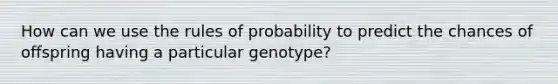 How can we use the rules of probability to predict the chances of offspring having a particular genotype?