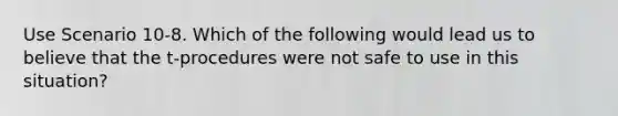 Use Scenario 10-8. Which of the following would lead us to believe that the t-procedures were not safe to use in this situation?