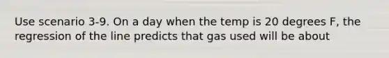 Use scenario 3-9. On a day when the temp is 20 degrees F, the regression of the line predicts that gas used will be about