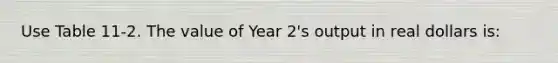 Use Table 11-2. The value of Year 2's output in real dollars is: