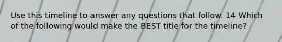 Use this timeline to answer any questions that follow. 14 Which of the following would make the BEST title for the timeline?