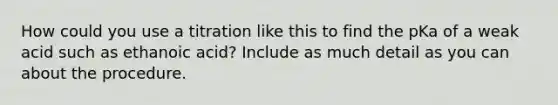 How could you use a titration like this to find the pKa of a weak acid such as ethanoic acid? Include as much detail as you can about the procedure.