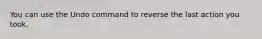 You can use the Undo command to reverse the last action you took.