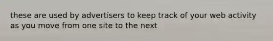 these are used by advertisers to keep track of your web activity as you move from one site to the next