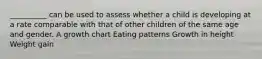 __________ can be used to assess whether a child is developing at a rate comparable with that of other children of the same age and gender. A growth chart Eating patterns Growth in height Weight gain