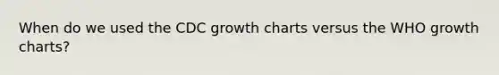 When do we used the CDC growth charts versus the WHO growth charts?