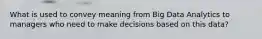 What is used to convey meaning from Big Data Analytics to managers who need to make decisions based on this data?