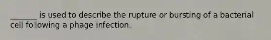 _______ is used to describe the rupture or bursting of a bacterial cell following a phage infection.