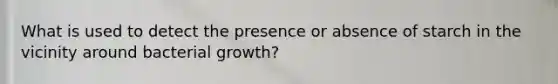 What is used to detect the presence or absence of starch in the vicinity around bacterial growth?