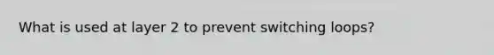 What is used at layer 2 to prevent switching loops?