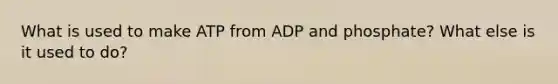 What is used to make ATP from ADP and phosphate? What else is it used to do?