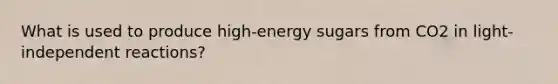 What is used to produce high-energy sugars from CO2 in light-independent reactions?