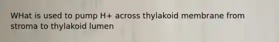 WHat is used to pump H+ across thylakoid membrane from stroma to thylakoid lumen