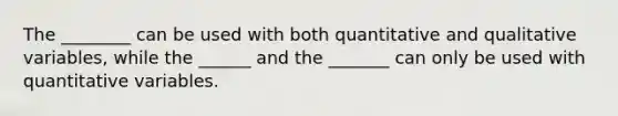 The ________ can be used with both quantitative and qualitative variables, while the ______ and the _______ can only be used with quantitative variables.