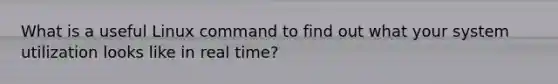 What is a useful Linux command to find out what your system utilization looks like in real time?