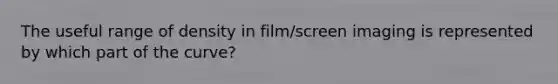 The useful range of density in film/screen imaging is represented by which part of the curve?