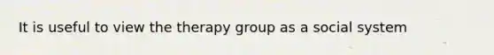 It is useful to view the therapy group as a social system